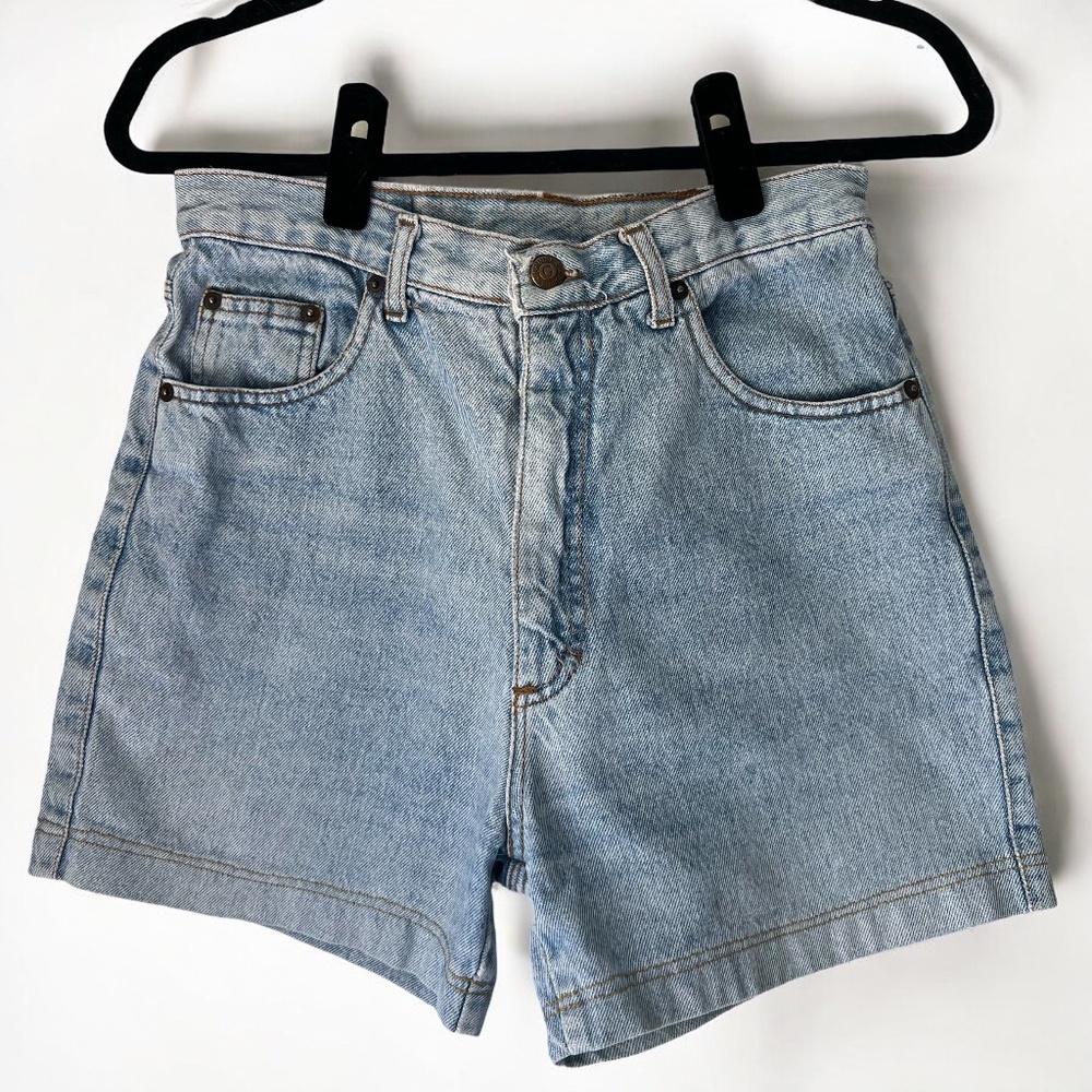 Vintage Light Wash Women's High Rise Denim Shorts – 100% Cotton